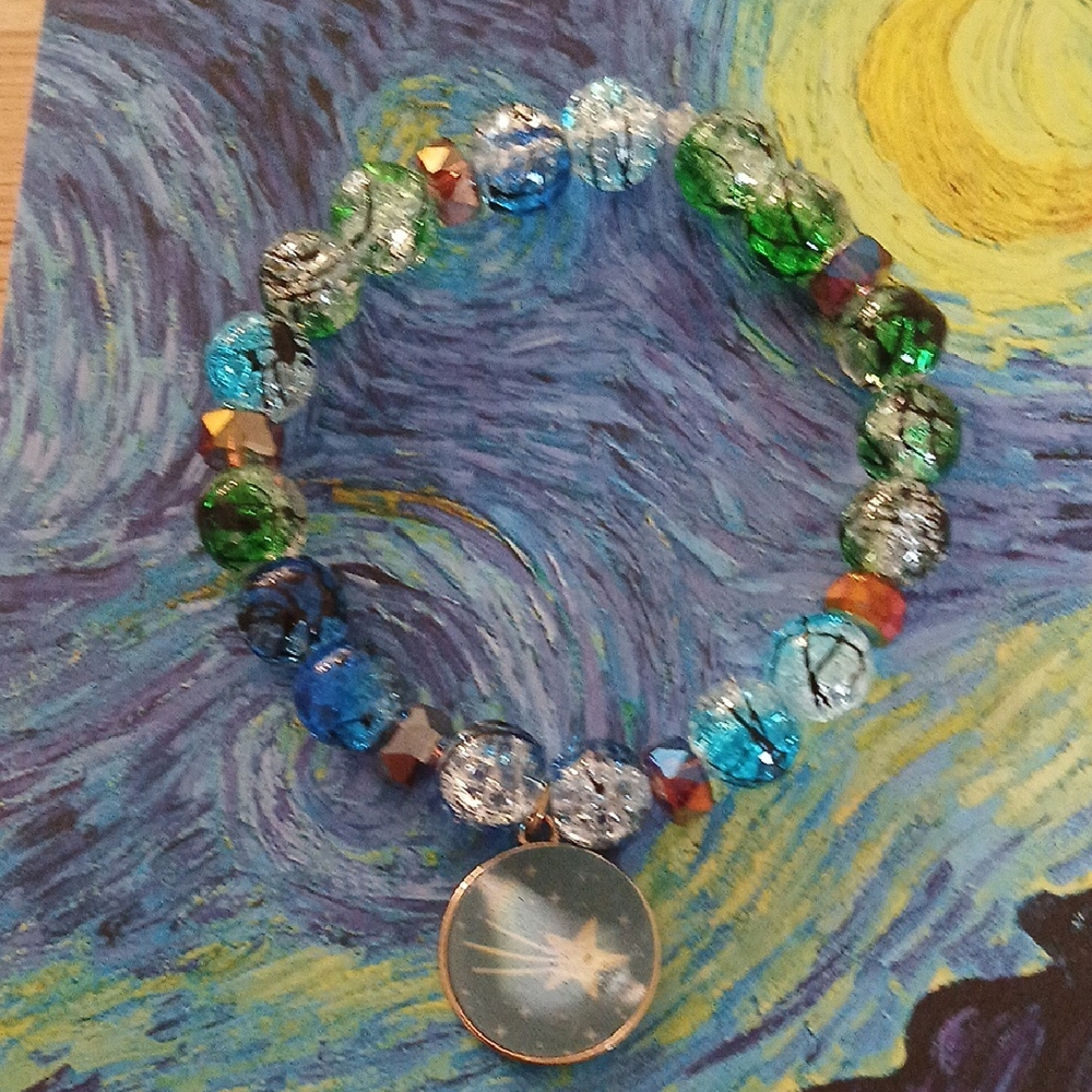 Multicolor Beaded Bracelet with Star Pendant